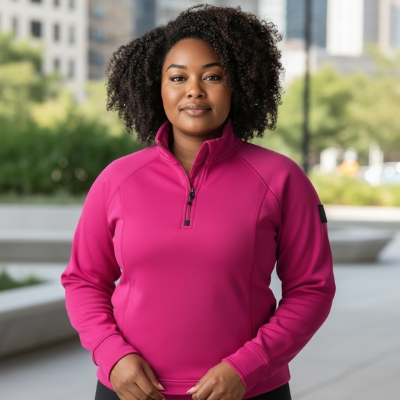 Land’s End PolarTec Power Stretch ¼ zip Fleece Top - Pink - XL - Picture 1 of 6